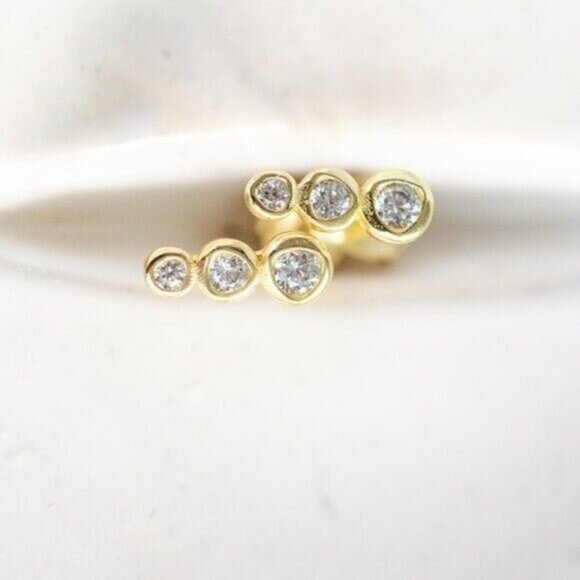 Glimmer Crystal Climber Stud Earrings in Gold - Picture 8 of 13